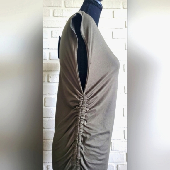 Pretty Little Thing Khaki Military Green Dress Ruched Bodycon Size 12 NWT - Picture 11 of 12